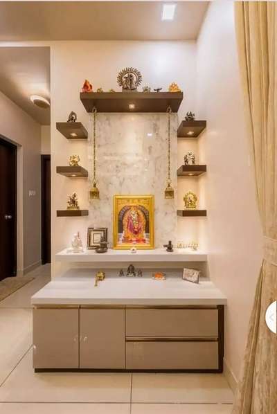 Prayer Room, Lighting, Storage Designs by Interior Designer Digital interior, Gautam Buddh Nagar | Kolo