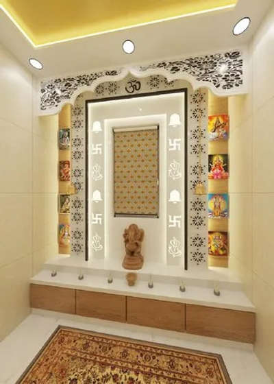 Prayer Room, Lighting, Storage Designs by Interior Designer Dilipsharma Dilipsharma, Delhi | Kolo