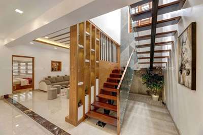 Furniture, Lighting, Living, Storage, Staircase Designs by Contractor Leeha builders rini-7306950091, Kannur | Kolo