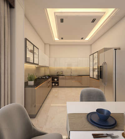 Ceiling, Kitchen, Lighting, Storage Designs by Architect Ar Praseetha, Palakkad | Kolo