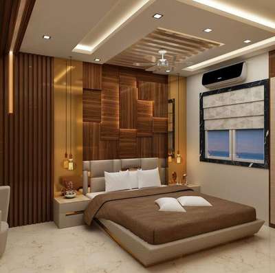 Ceiling, Bedroom, Furniture, Lighting, Storage Designs by Contractor Amir Ansari, Jodhpur | Kolo