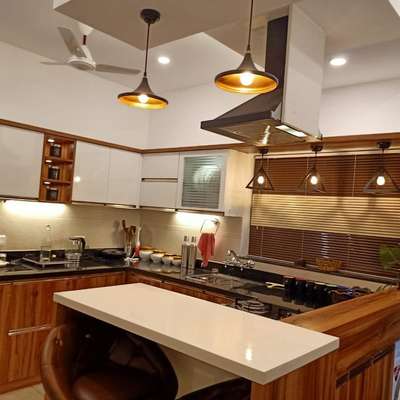 Ceiling, Kitchen, Lighting, Storage Designs by Interior Designer Joice John, Idukki | Kolo