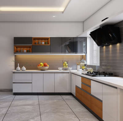 Kitchen, Storage, Flooring Designs by Interior Designer Riyas K S, Kottayam | Kolo