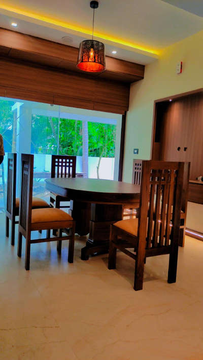 Dining, Furniture, Table, Lighting Designs by Interior Designer Rajesh VR Home Interiors gazal hits, Kollam | Kolo