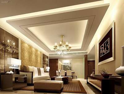 Ceiling, Lighting, Living, Furniture, Home Decor, Table Designs by Painting Works Sameer P O P Contractor, Gautam Buddh Nagar | Kolo