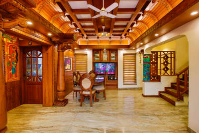 Ceiling, Furniture, Dining, Lighting, Table Designs by Architect Ar Praseetha, Palakkad | Kolo
