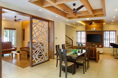 Lighting, Furniture, Table, Ceiling, Dining Designs by Interior Designer Interio Interiors, Kottayam | Kolo
