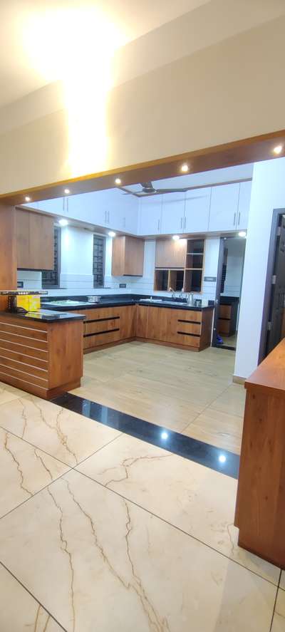 Kitchen, Lighting, Storage, Flooring Designs by Carpenter Rejith Rajendran, Thiruvananthapuram | Kolo