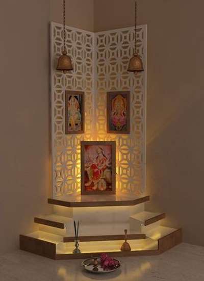 Prayer Room, Lighting, Storage Designs by Carpenter Shajivishak Balan, Kottayam | Kolo
