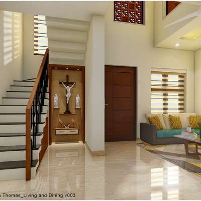 Prayer Room, Staircase, Storage, Door Designs by Architect morrow home designs , Thiruvananthapuram | Kolo