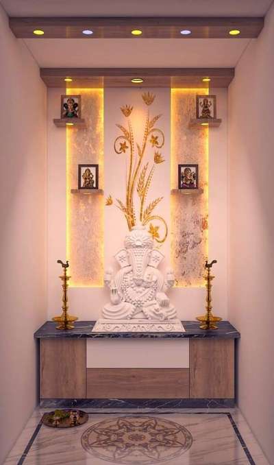 Prayer Room, Lighting, Storage Designs by Carpenter DHANESH DHANU, Palakkad | Kolo