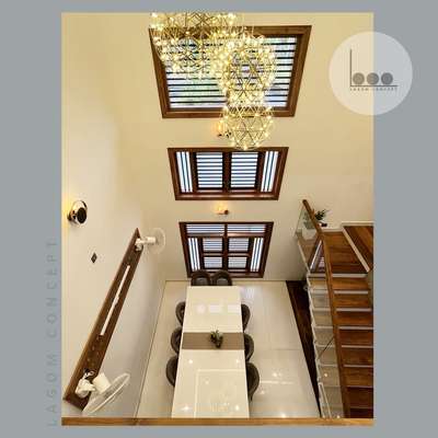 Dining, Furniture, Table, Staircase, Lighting, Window Designs by Architect LAGOM CONCEPT, Kannur | Kolo