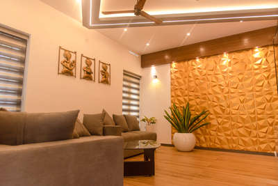 Wall, Ceiling, Living, Flooring Designs by Civil Engineer Aneesh mohan m, Thiruvananthapuram | Kolo