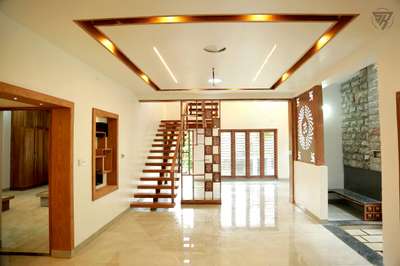 Ceiling, Staircase, Lighting, Flooring Designs by Civil Engineer Anuraj R, Thiruvananthapuram | Kolo