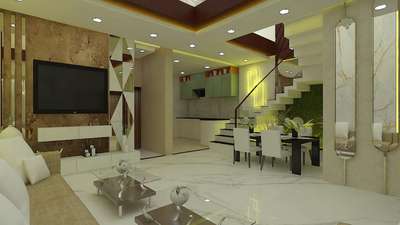 Ceiling, Furniture, Lighting, Living, Storage, Staircase, Table Designs by Contractor Vali Faizan  Shaikh, Indore | Kolo