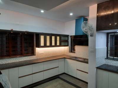 Kitchen, Storage, Lighting Designs by Interior Designer ABRAHAM SUNNY, Kottayam | Kolo