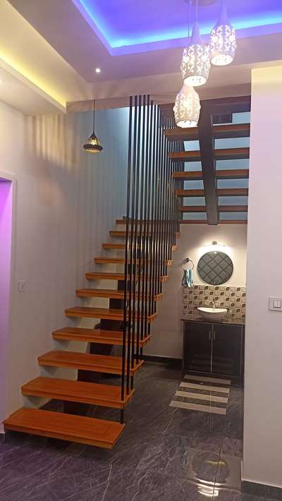 Dining, Lighting, Staircase, Home Decor Designs by Contractor Savad Sava, Alappuzha | Kolo