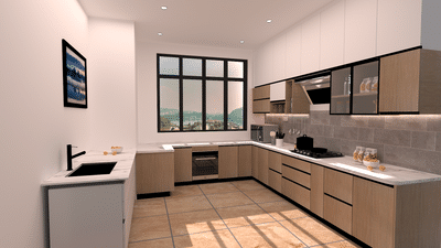 Kitchen, Storage, Window, Flooring, Ceiling Designs by 3D & CAD Aasim Saifi, Ghaziabad | Kolo