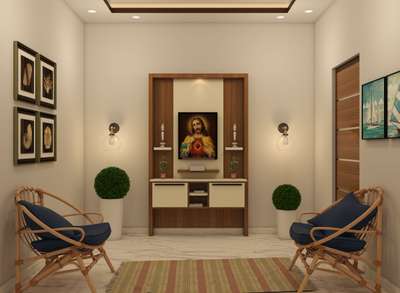 Prayer Room, Furniture, Lighting, Storage Designs by Interior Designer Rahulmitza Mitza, Kannur | Kolo