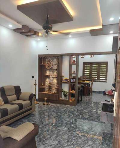 Ceiling, Furniture, Lighting, Living, Prayer Room, Storage Designs by Interior Designer Kerala modular kitchen and interior, Alappuzha | Kolo