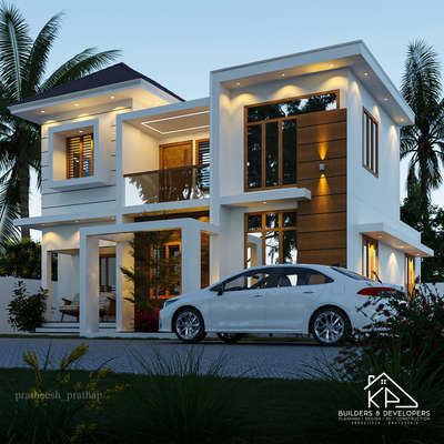 Exterior, Lighting Designs by Civil Engineer KP Builders  and developers, Malappuram | Kolo