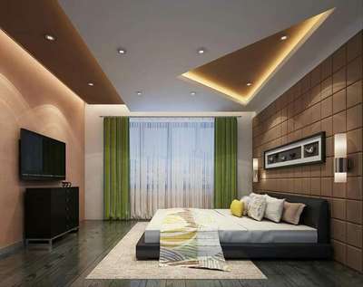 Ceiling, Lighting, Furniture, Bedroom, Storage Designs by Contractor Manish Jangra, Rohtak | Kolo