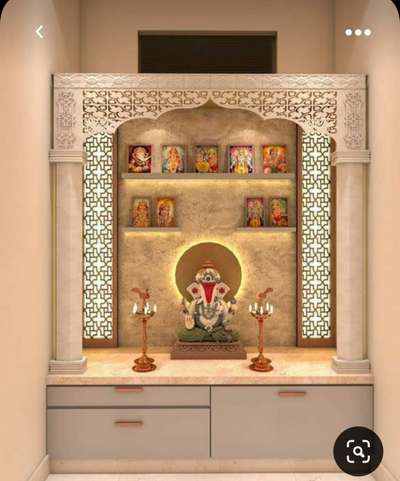 Prayer Room, Lighting, Storage Designs by Carpenter Sonu Sharma, Faridabad | Kolo