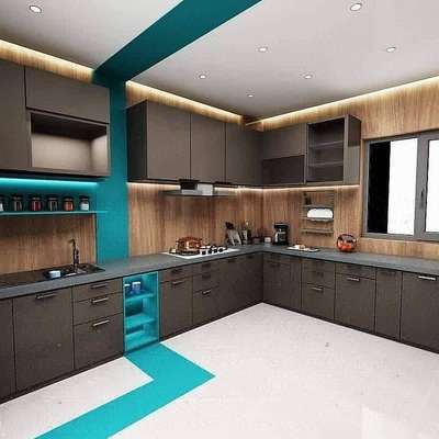 Ceiling, Lighting, Kitchen, Storage, Flooring Designs by Contractor Sahil Mittal, Jaipur | Kolo