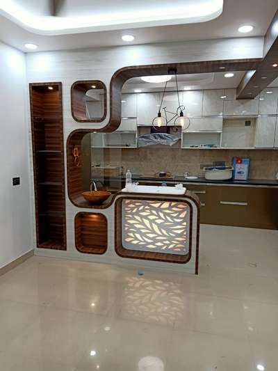 Kitchen, Storage, Lighting, Flooring, Ceiling Designs by Carpenter Ashraf Saifi, Ghaziabad | Kolo