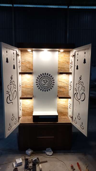 Prayer Room, Lighting, Storage Designs by Carpenter M K interior design, Ghaziabad | Kolo