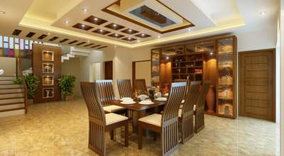 Dining, Lighting, Ceiling Designs by Contractor suresh  Kumar, Kollam | Kolo