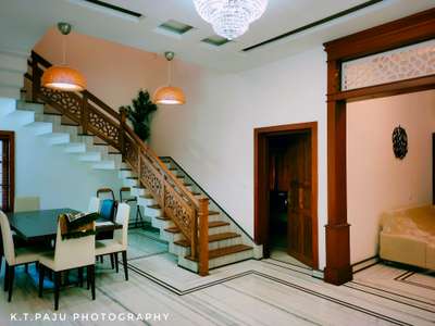 Staircase, Dining, Furniture, Table, Lighting Designs by Carpenter Prajeesh Kt, Kannur | Kolo
