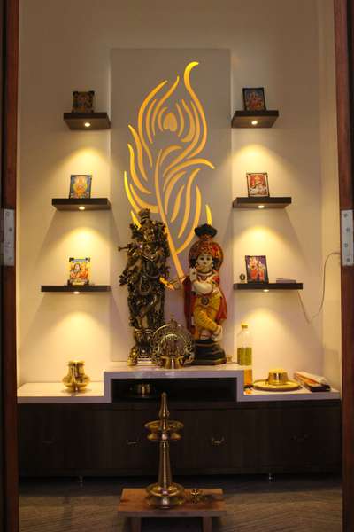 Prayer Room, Storage Designs by Civil Engineer Evolute Builders, Kannur | Kolo