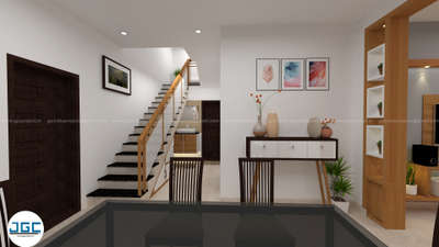 Staircase, Dining, Furniture, Table, Storage Designs by Architect JGC The Complete   Building Solution, Kottayam | Kolo