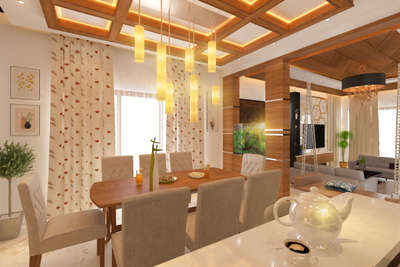 Dining, Ceiling, Furniture, Table, Lighting Designs by 3D & CAD Creatve world, Ernakulam | Kolo