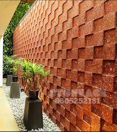 Wall Designs by Architect STONEAGE Laterite tile, Kannur | Kolo