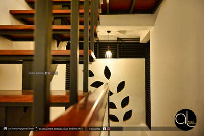Staircase, Wall, Lighting Designs by Interior Designer SAJIL KODUVALLY, Kozhikode | Kolo