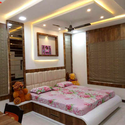 Ceiling, Lighting, Furniture, Storage, Bedroom Designs by Interior Designer Farhan Khan, Bhopal | Kolo