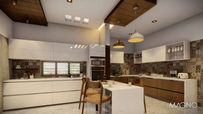 Kitchen, Lighting, Storage Designs by Architect Magno Design Studio, Malappuram | Kolo
