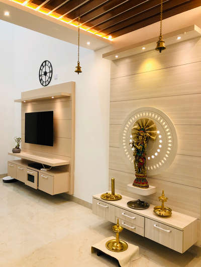 Lighting, Prayer Room, Storage, Living Designs by Interior Designer Ameen Padippurackal, Ernakulam | Kolo
