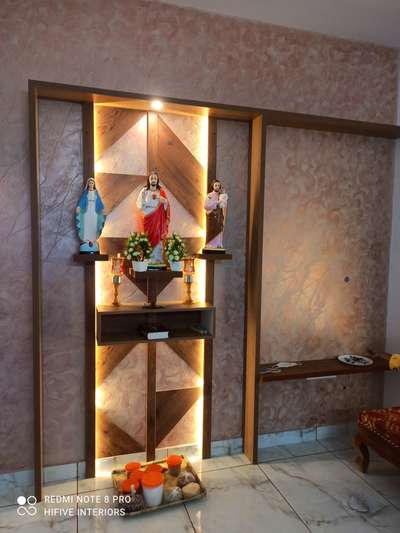 Prayer Room, Lighting, Storage Designs by Interior Designer justine George, Ernakulam | Kolo