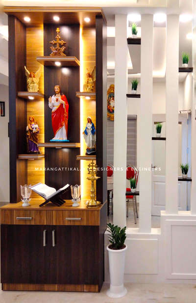 Lighting, Prayer Room, Storage Designs by Civil Engineer Tom  john, Kottayam | Kolo