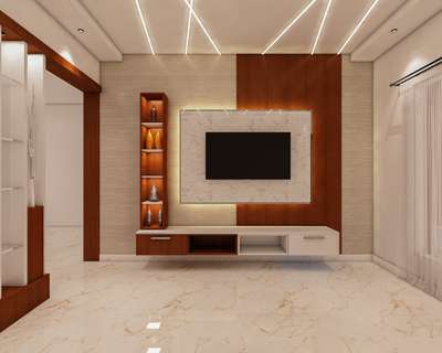 Living, Lighting, Flooring, Storage, Ceiling Designs by Interior Designer Ajith P, Wayanad | Kolo