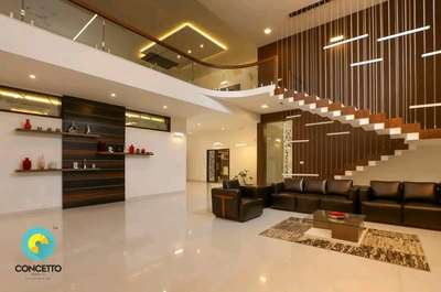 Ceiling, Furniture, Lighting, Living, Flooring, Staircase Designs by Architect Concetto Design Co, Malappuram | Kolo