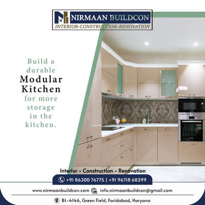Kitchen, Lighting, Storage Designs by Contractor Nirmaan buildcon, Faridabad | Kolo
