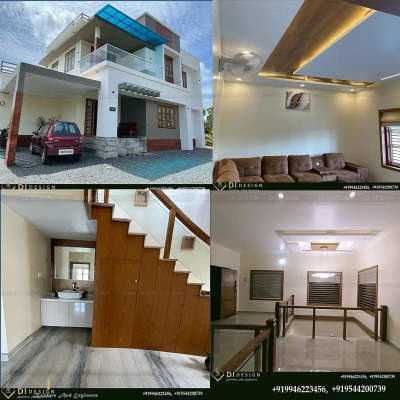 Exterior, Staircase, Ceiling, Living, Furniture Designs by Civil Engineer Didesign Ar, Kannur | Kolo