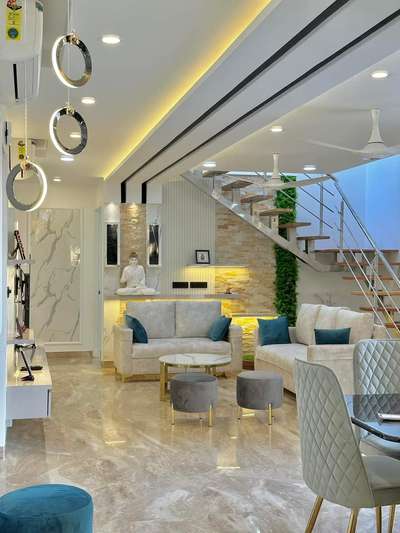 Ceiling, Furniture, Lighting, Living, Table Designs by Civil Engineer HHM Contractors, Gautam Buddh Nagar | Kolo