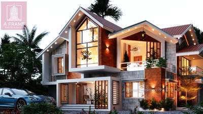 Exterior, Lighting Designs by Civil Engineer Ajith Aramughan -A FRAME Developers , Thiruvananthapuram | Kolo