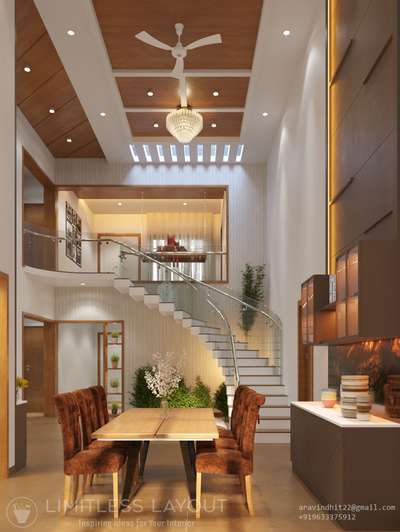 Dining, Table, Ceiling, Furniture, Staircase Designs by Interior Designer ARAVIND  CS﹏﹏🖍️📐📏, Alappuzha | Kolo
