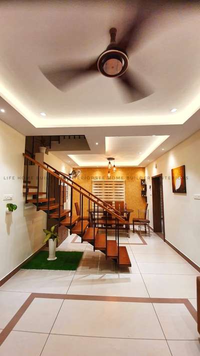 Staircase, Ceiling, Lighting, Dining Designs by Interior Designer 🇰 𝚛𝚒𝚜𝚑𝚗𝚊𝚍𝚊𝚜 🇰 𝖎𝖈𝖍𝖚, Ernakulam | Kolo